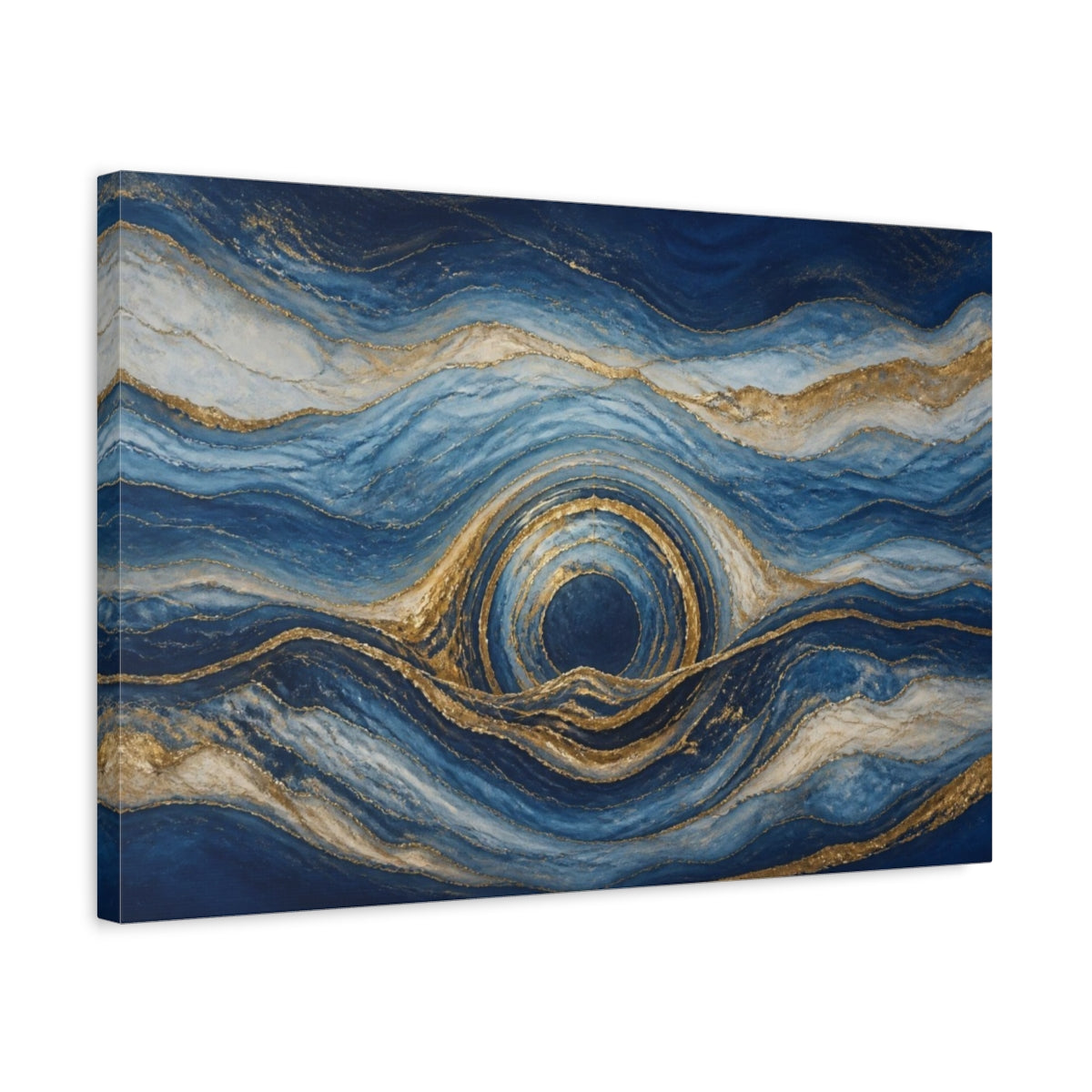 Side Mockup 3. Abstract Blue Circular Portal shown as canvas print