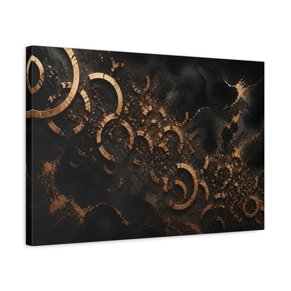 Side Mockup 3. Abstract Bronze Rings shown as canvas print