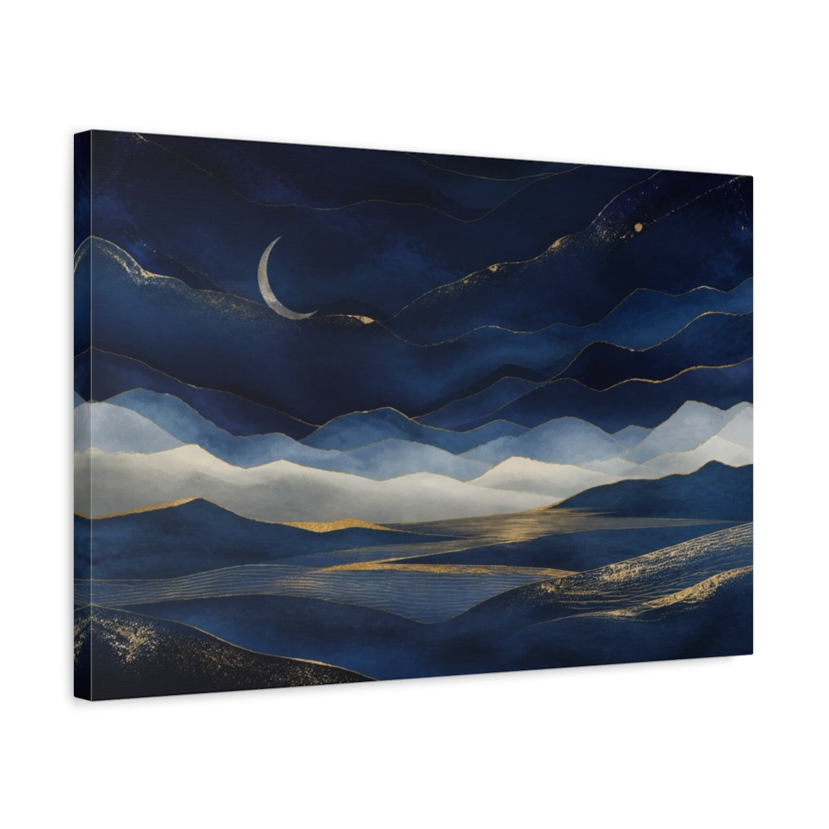 Side Mockup 3. Abstract Crescent Moon shown as canvas print