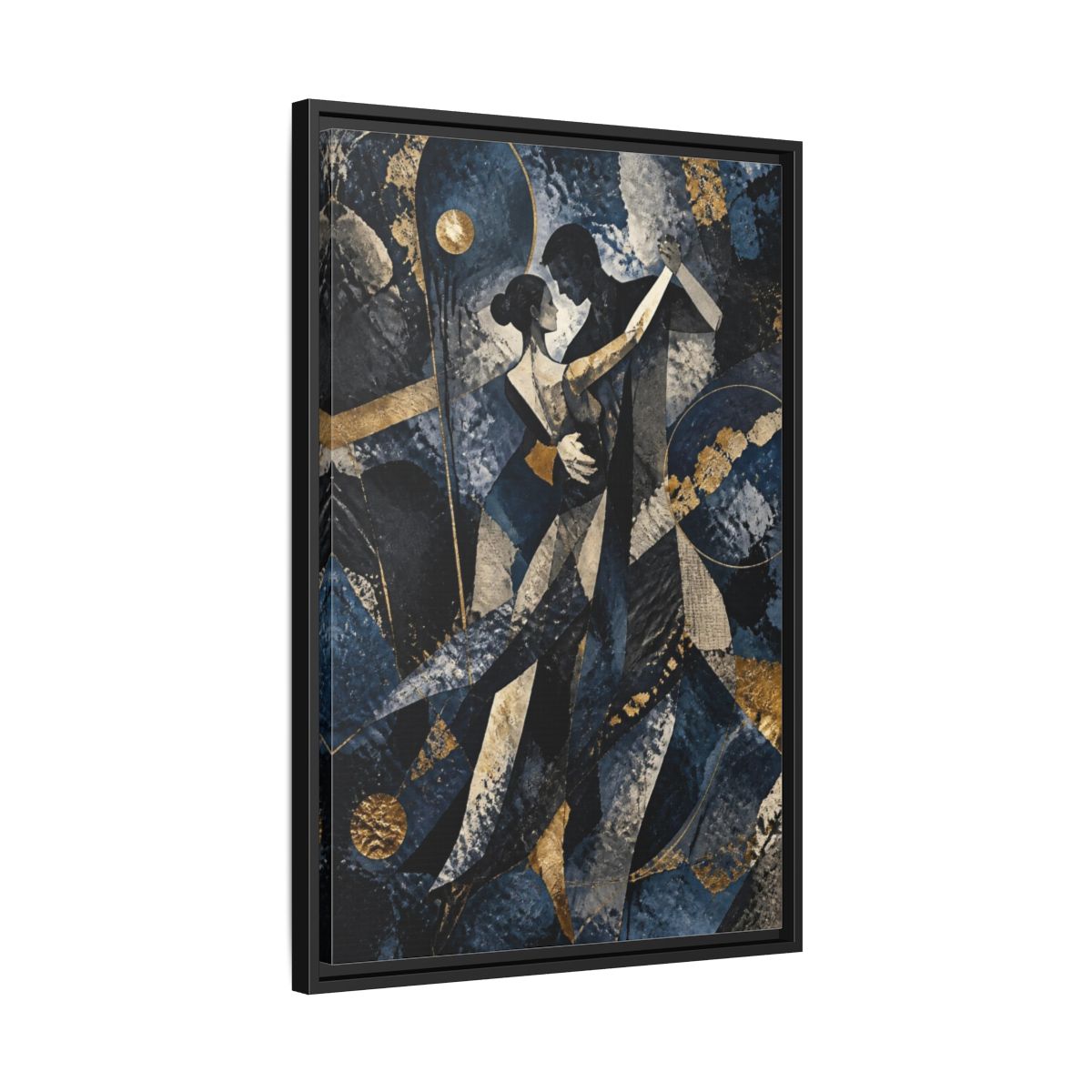 Side Mockup 14. Abstract Dancing Couple shown as framed canvas print
