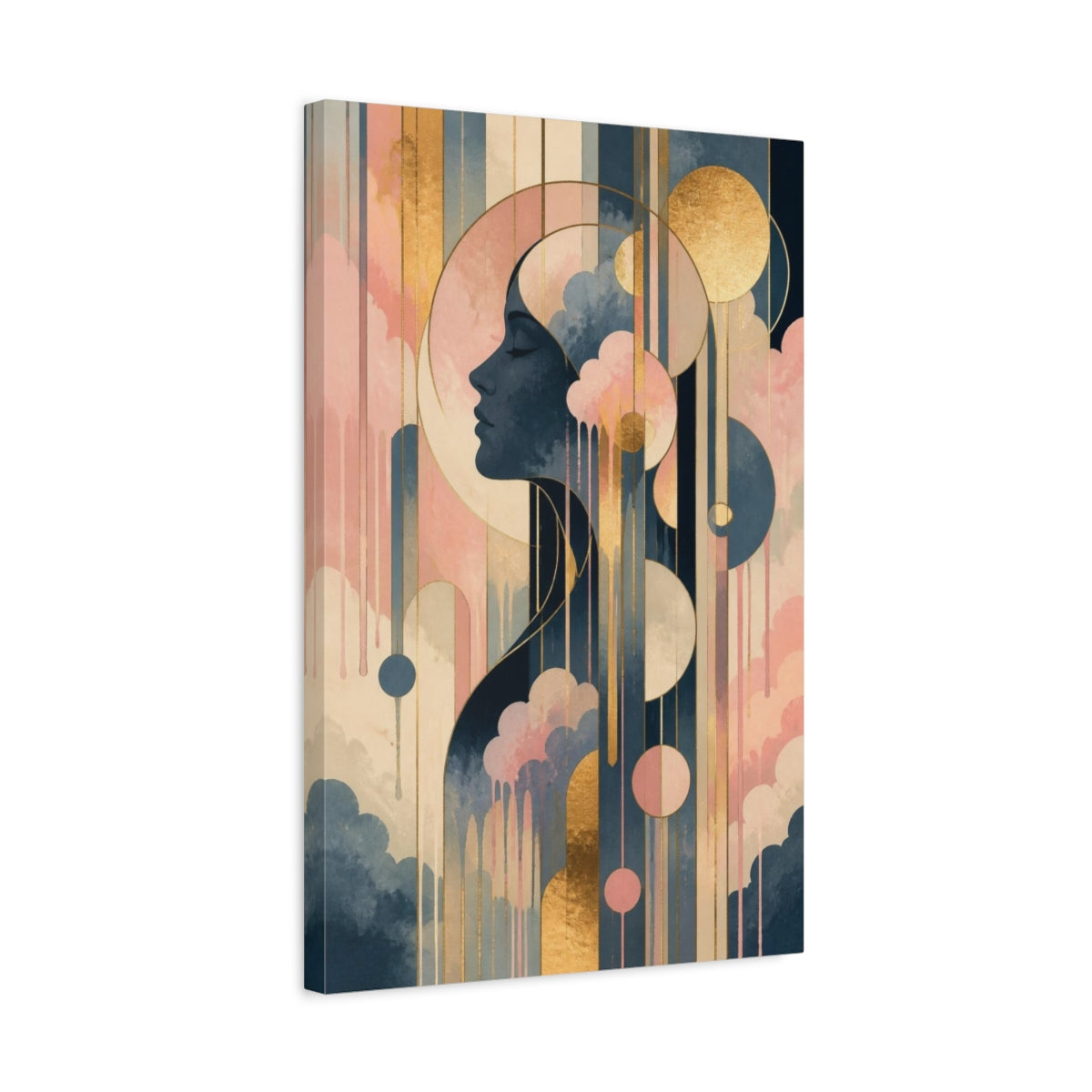 Side Mockup 3. Abstract Female Profile shown as canvas print