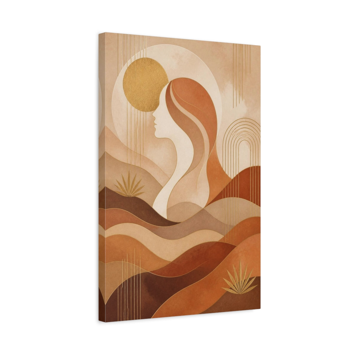 Side Mockup 3. Abstract Female Profile shown as canvas print