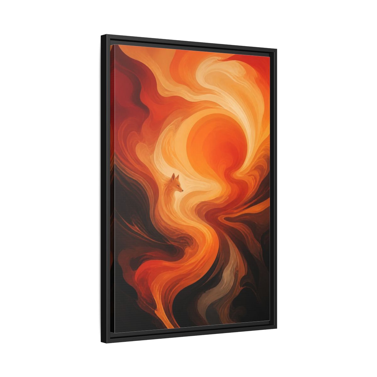 Side Mockup 14. Abstract Fox At Sunset shown as framed canvas print