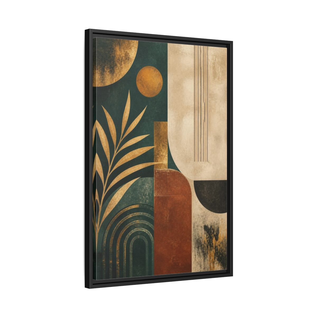 Side Mockup 14. Abstract Geometric Arches shown as framed canvas print