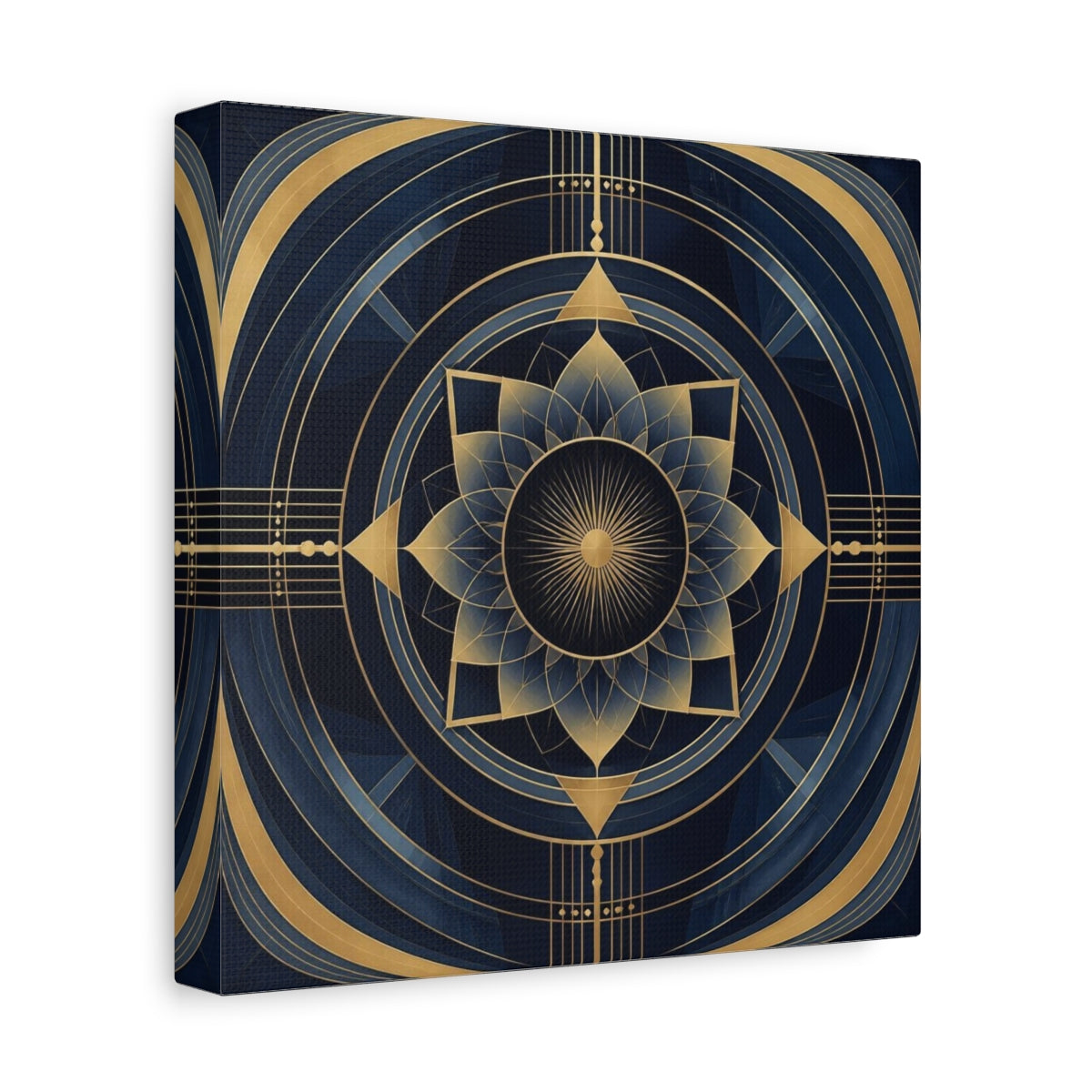 Side Mockup 9. Abstract Gold Mandala shown as canvas print