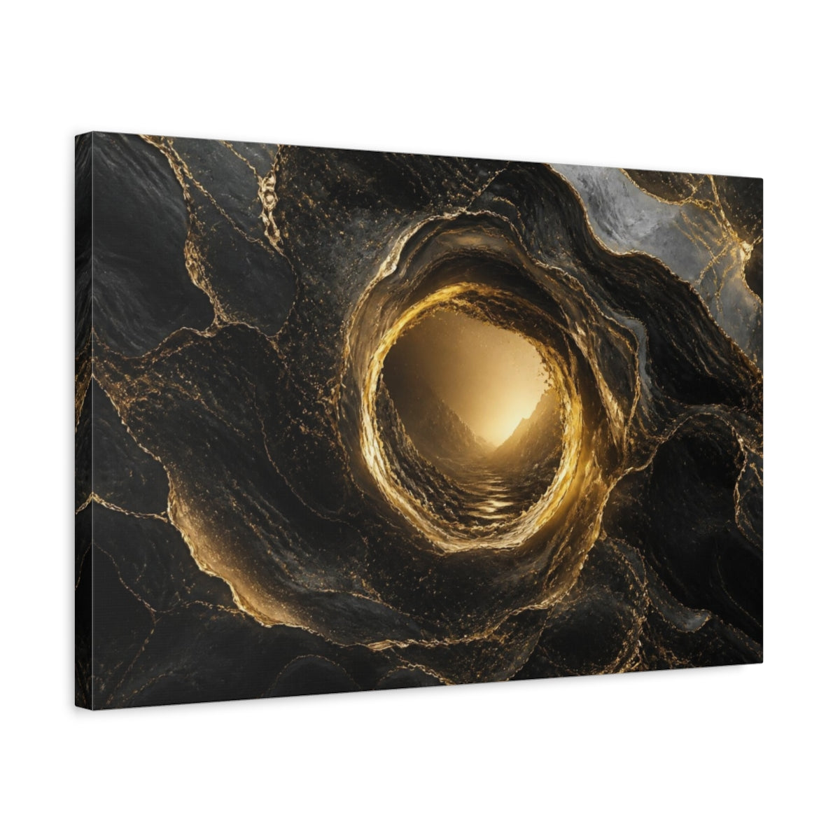 Side Mockup 3. Abstract Gold Portal shown as canvas print