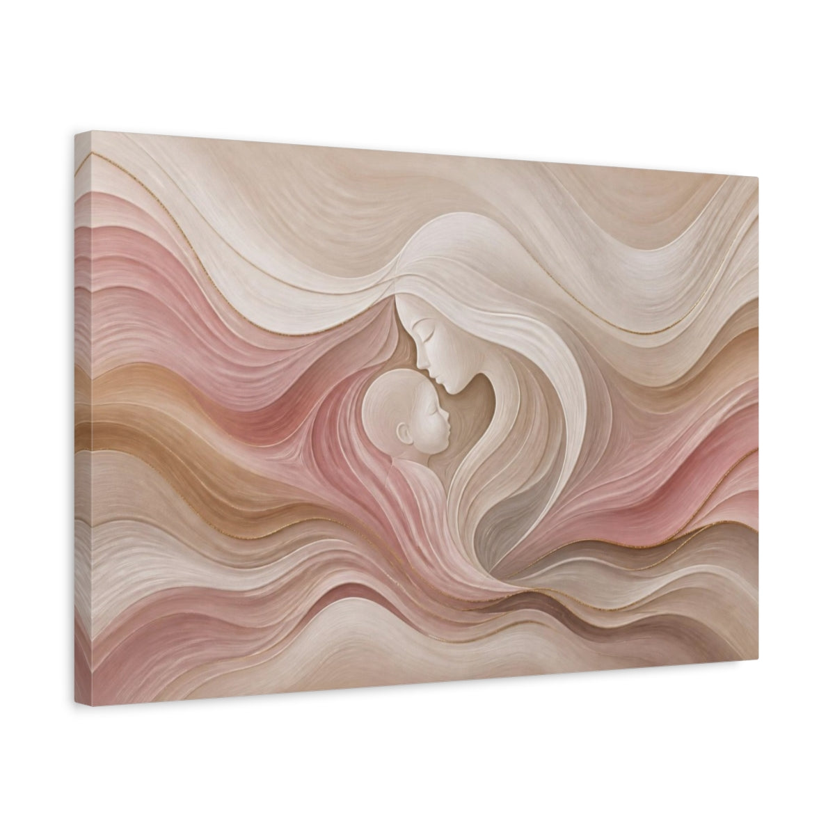 Side Mockup 3. Abstract Mother And Child shown as canvas print
