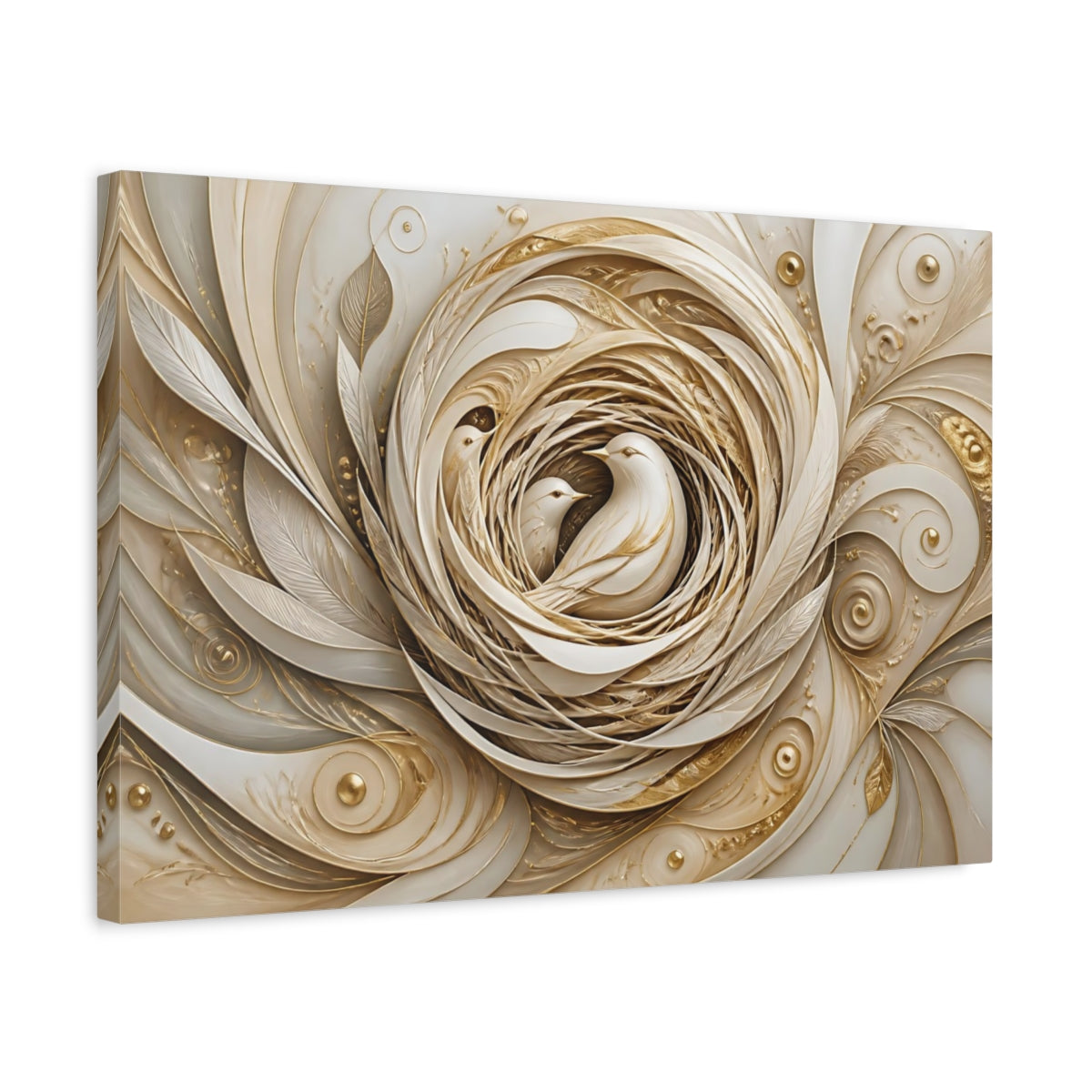 Side Mockup 3. Abstract Songbird Nest shown as canvas print