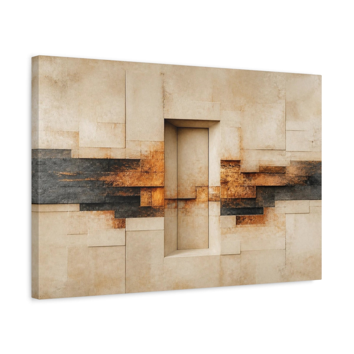 Side Mockup 3. Abstract Stone Doorway shown as canvas print