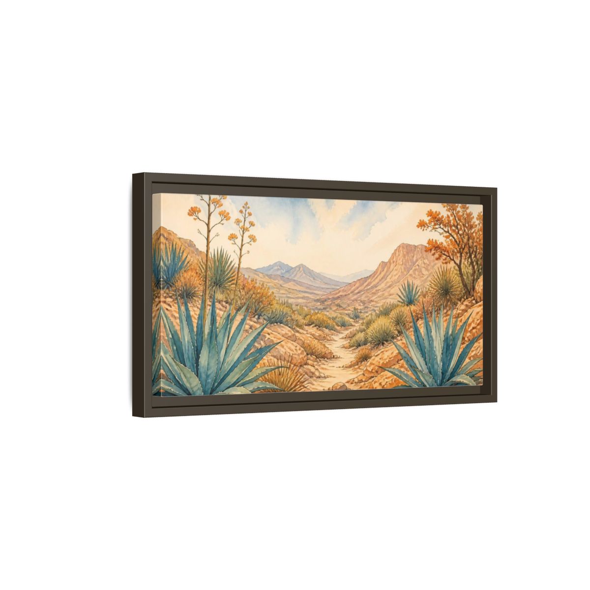 Side Mockup 7. Agave Nature Valley shown as framed canvas print