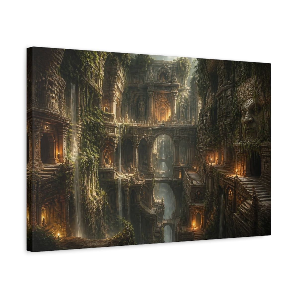 Side Mockup 3. Ancient Hidden Temple shown as canvas print