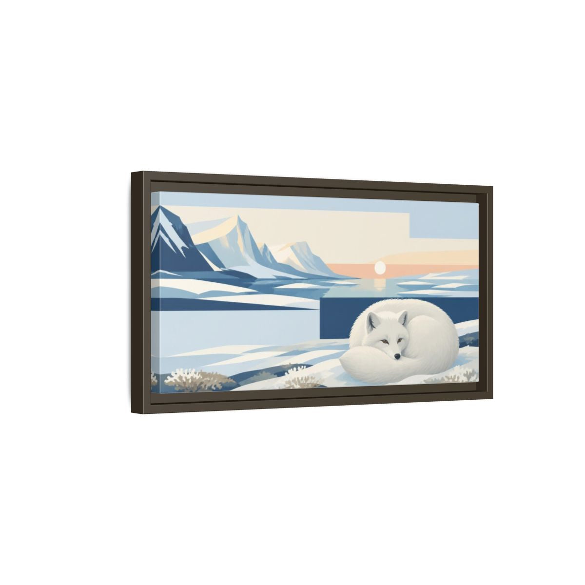Side Mockup 7. Arctic Fox In Nature shown as framed canvas print