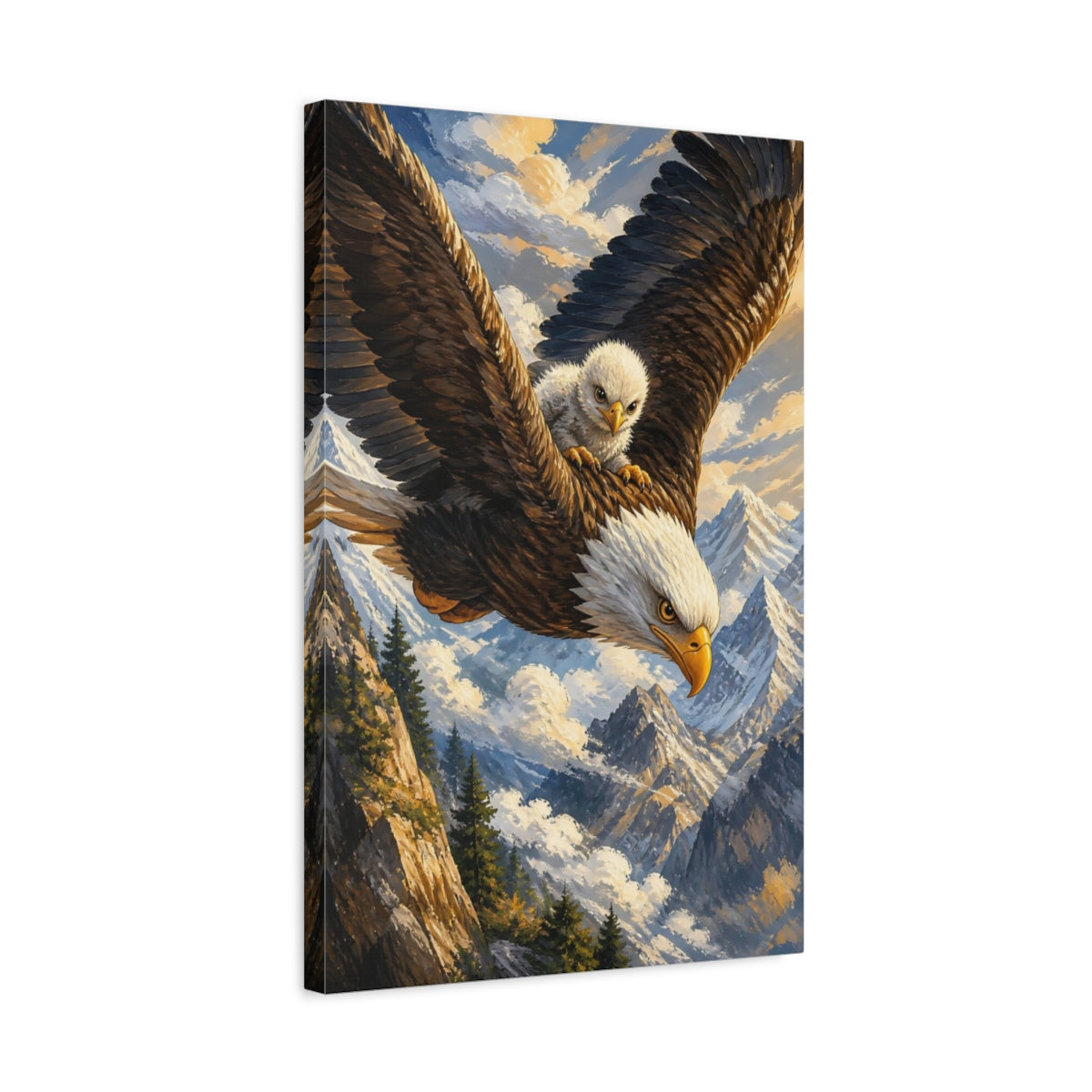 Side Mockup 3. Bald Eagle Animals Flight shown as canvas print