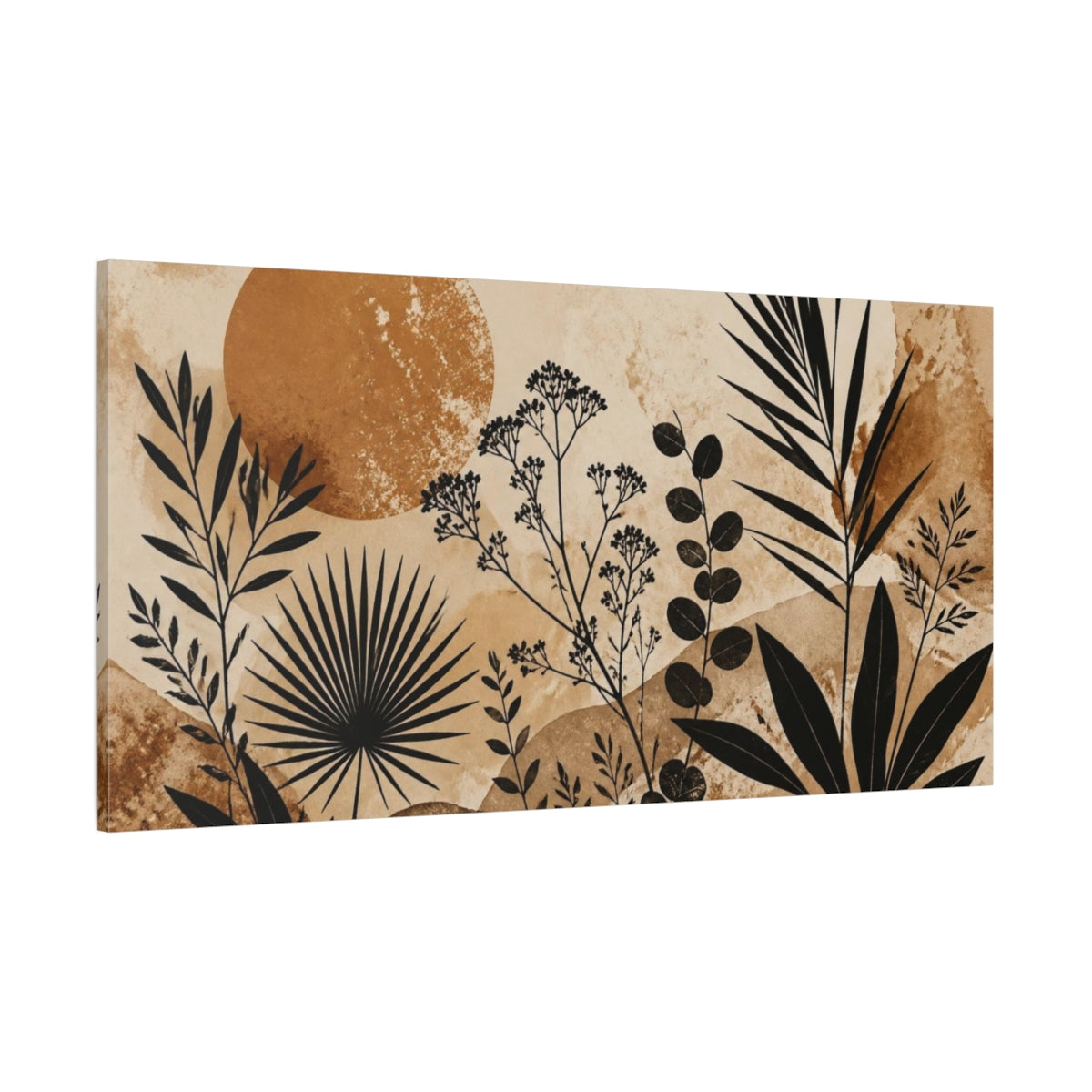 Side Mockup 2. Boho Botanical Sunset shown as canvas print