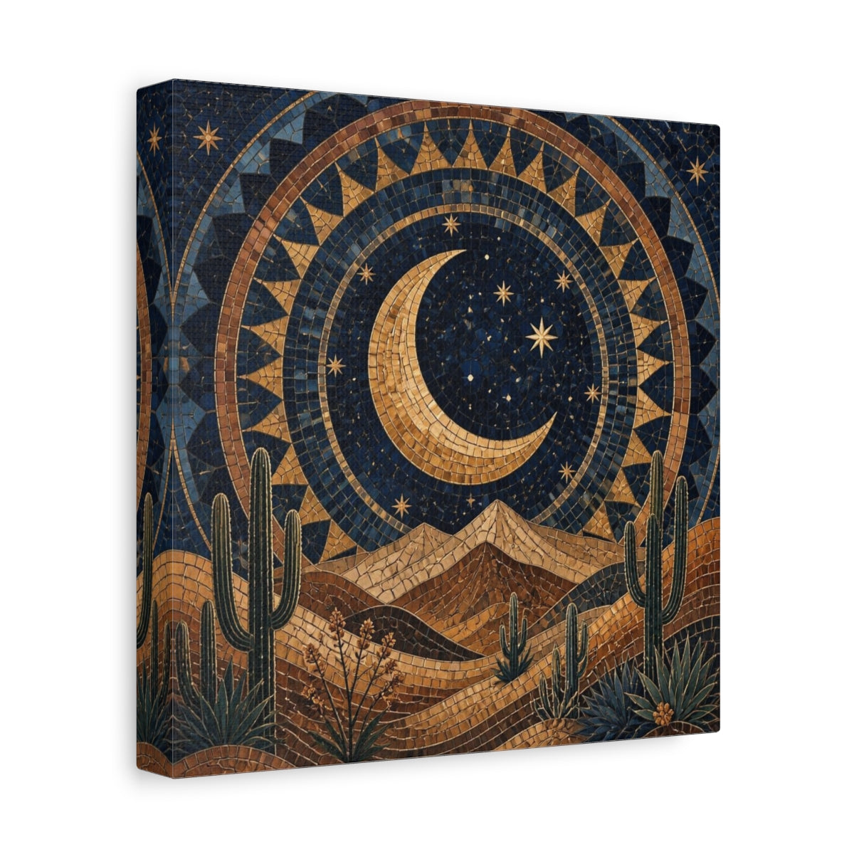 Side Mockup 9. Boho Crescent Moon shown as canvas print