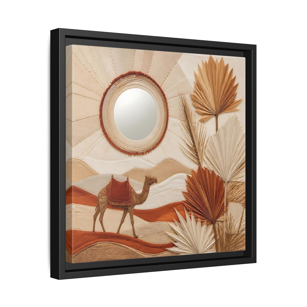 Side Mockup 32. Boho Desert Camel shown as framed canvas print