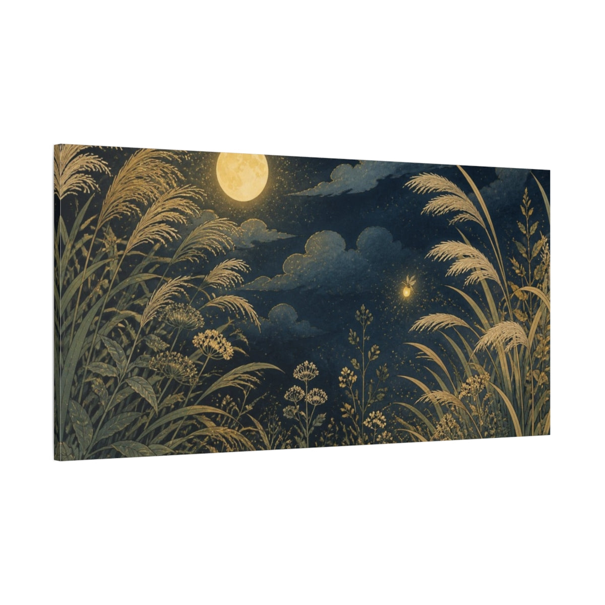 Side Mockup 2. Boho Moonlit Grasses shown as canvas print