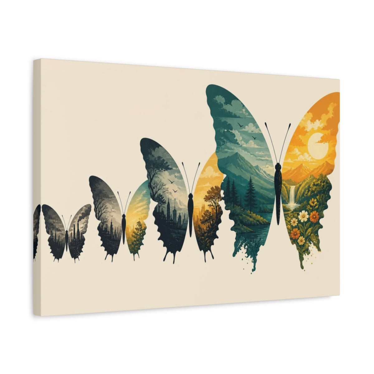 Side Mockup 3. Butterfly Illusion shown as canvas print