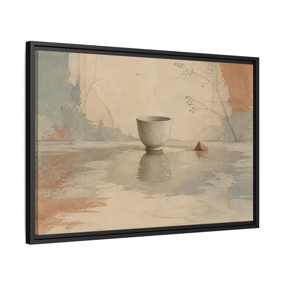Side Mockup 14. Ceramic Bowl Reflection shown as framed canvas print