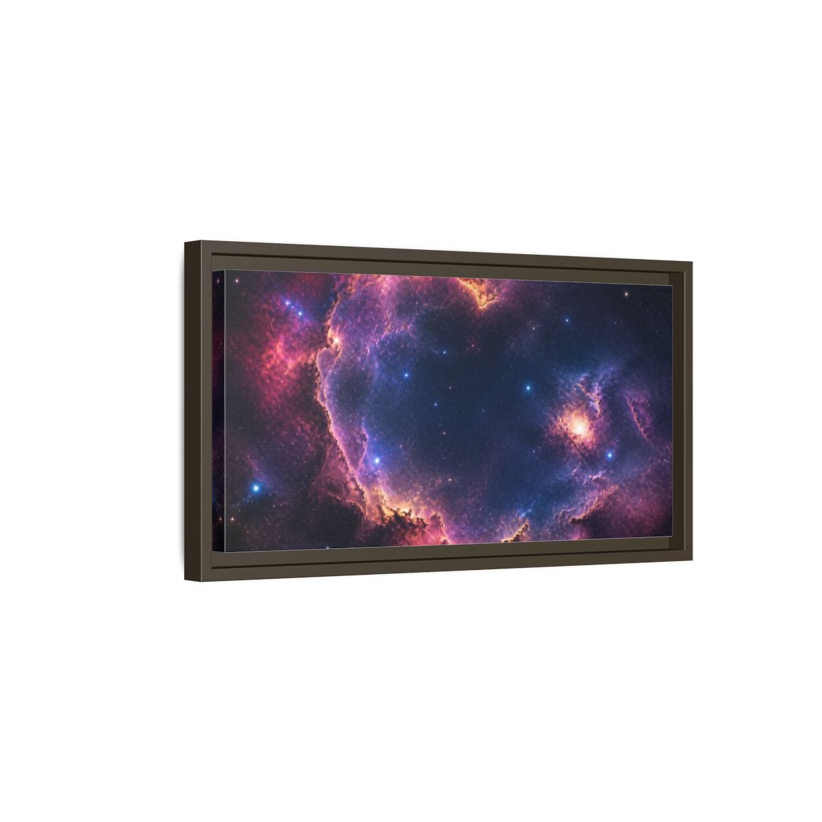 Side Mockup 7. Cosmic Heart Nebula shown as framed canvas print