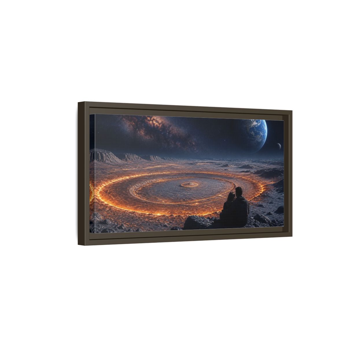 Side Mockup 7. Couple At Impact Rings shown as framed canvas print