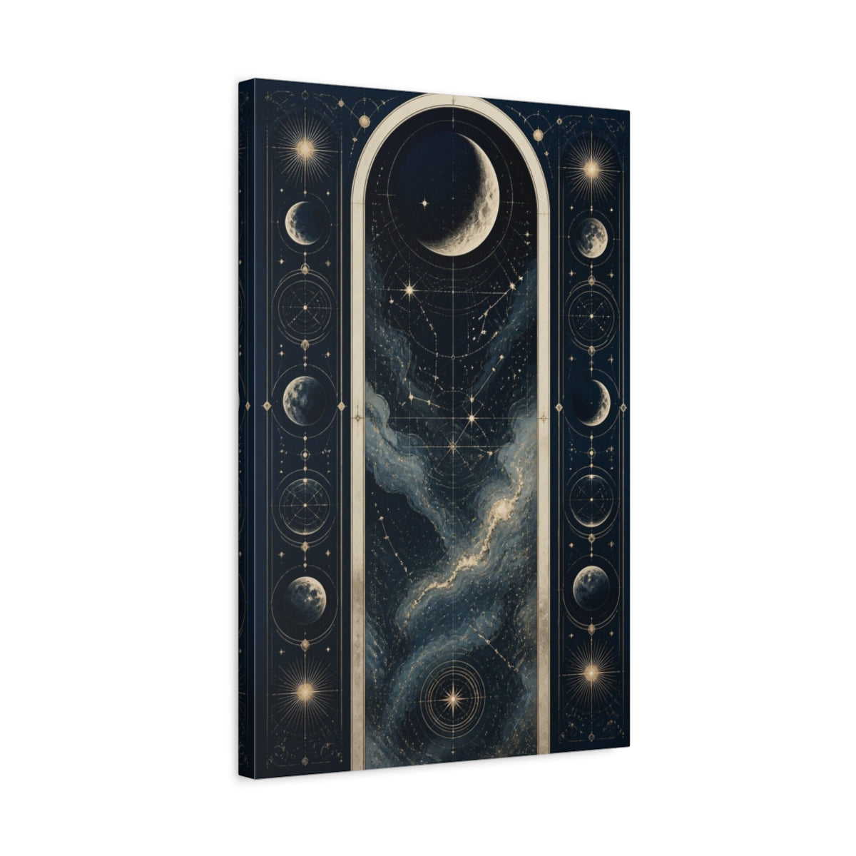 Side Mockup 3. Crescent Moon Star Map shown as canvas print