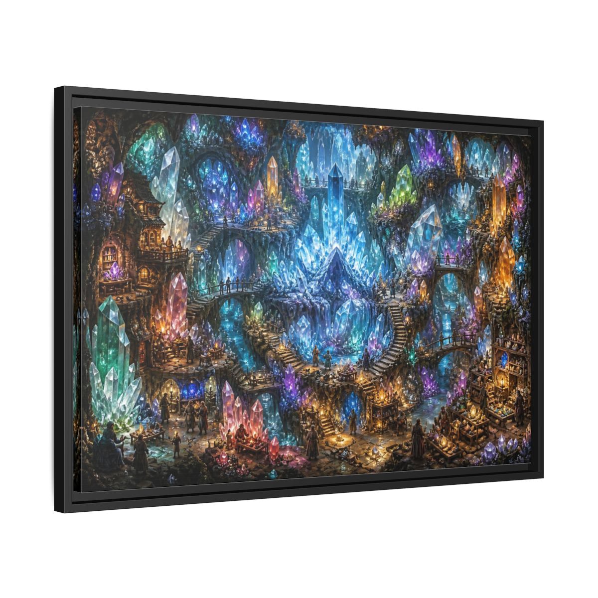 Side Mockup 14. Crystal Cavern Bazaar shown as framed canvas print