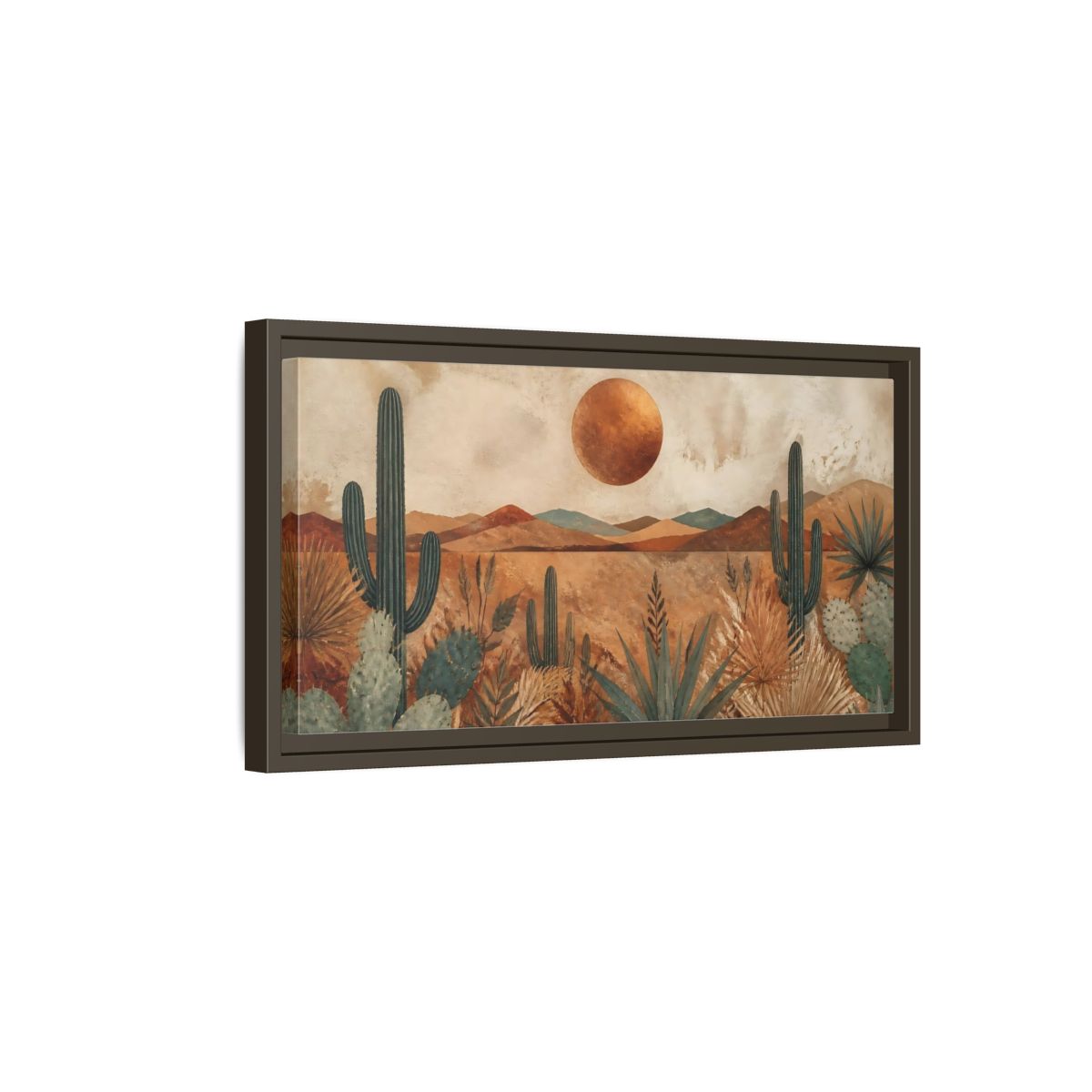 Side Mockup 7. Desert Cactus Sunset shown as framed canvas print