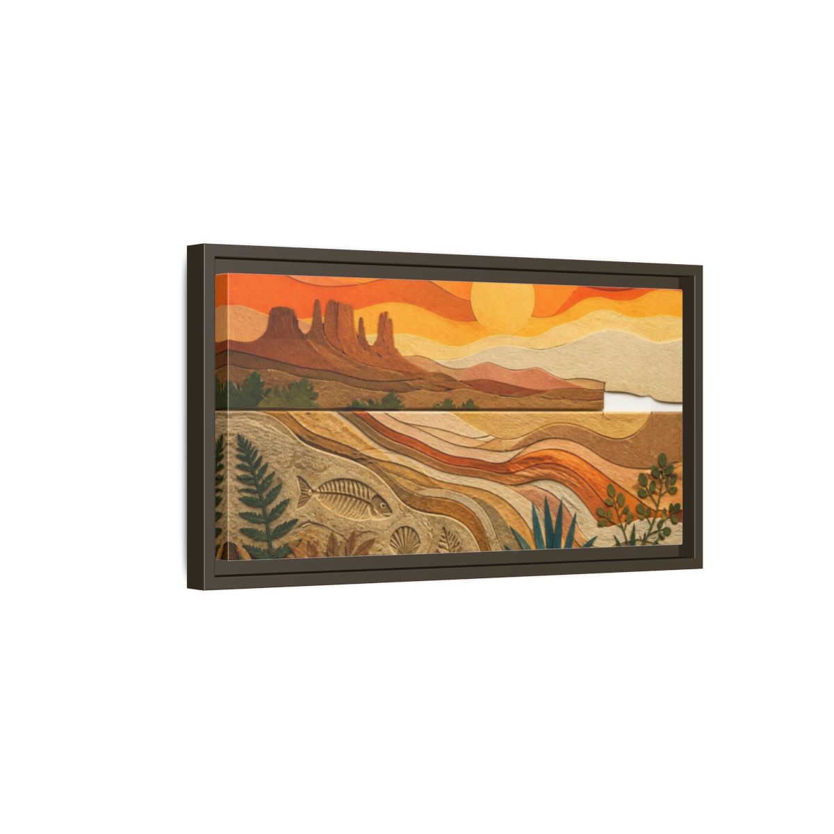 Side Mockup 7. Desert Nature Collage shown as framed canvas print