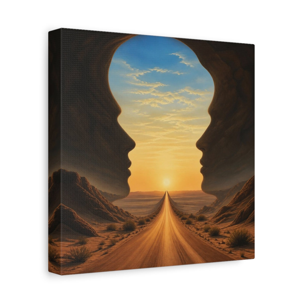 Side Mockup 9. Desert Road Illusion shown as canvas print
