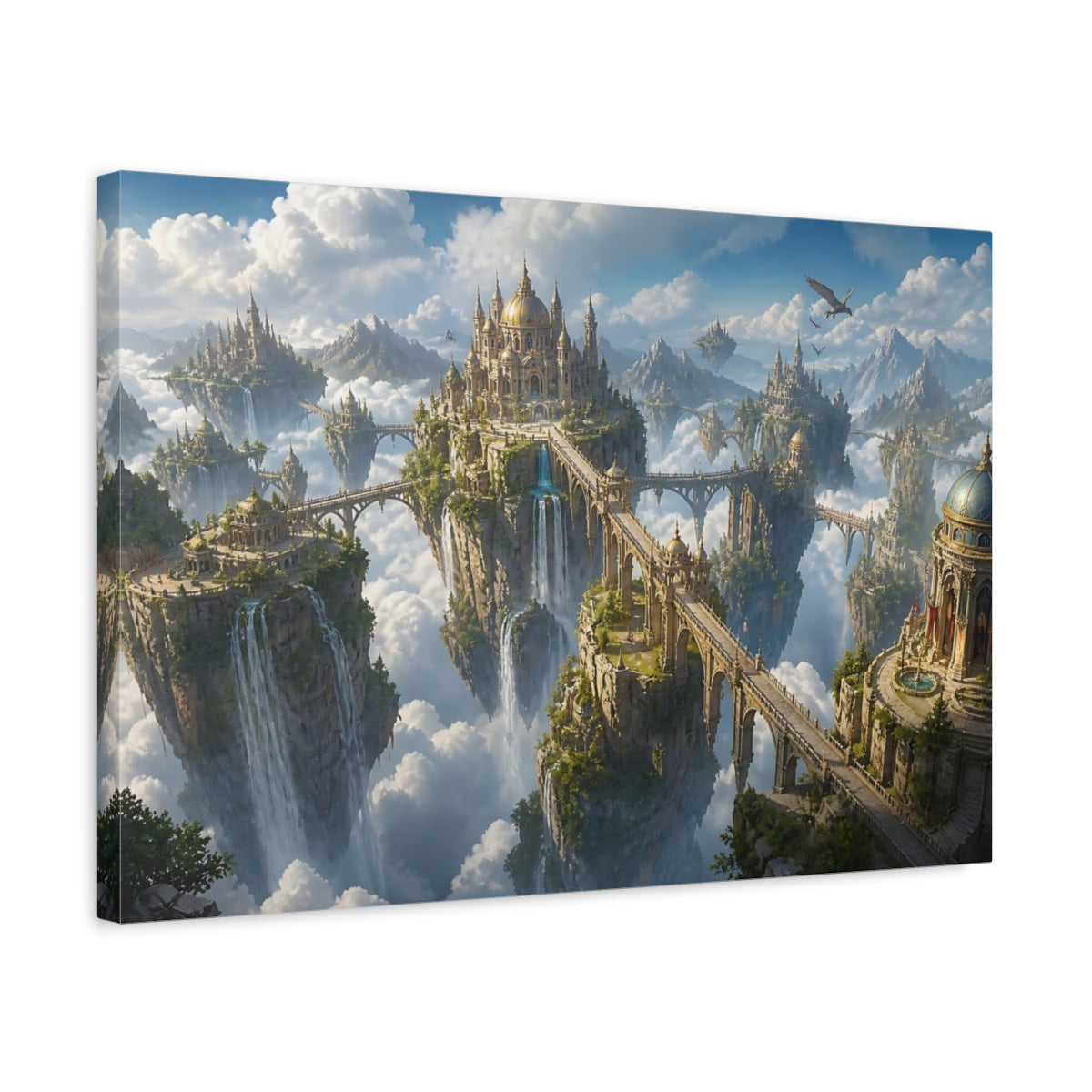 Side Mockup 3. Floating Islands Sky Palace shown as canvas print