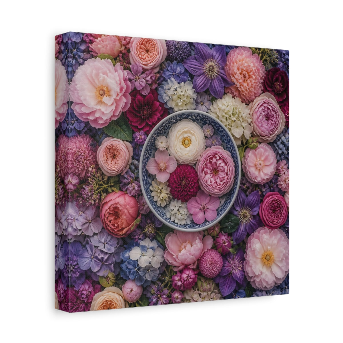 Side Mockup 9. Floral Ceramic Bowl Arrangement shown as canvas print