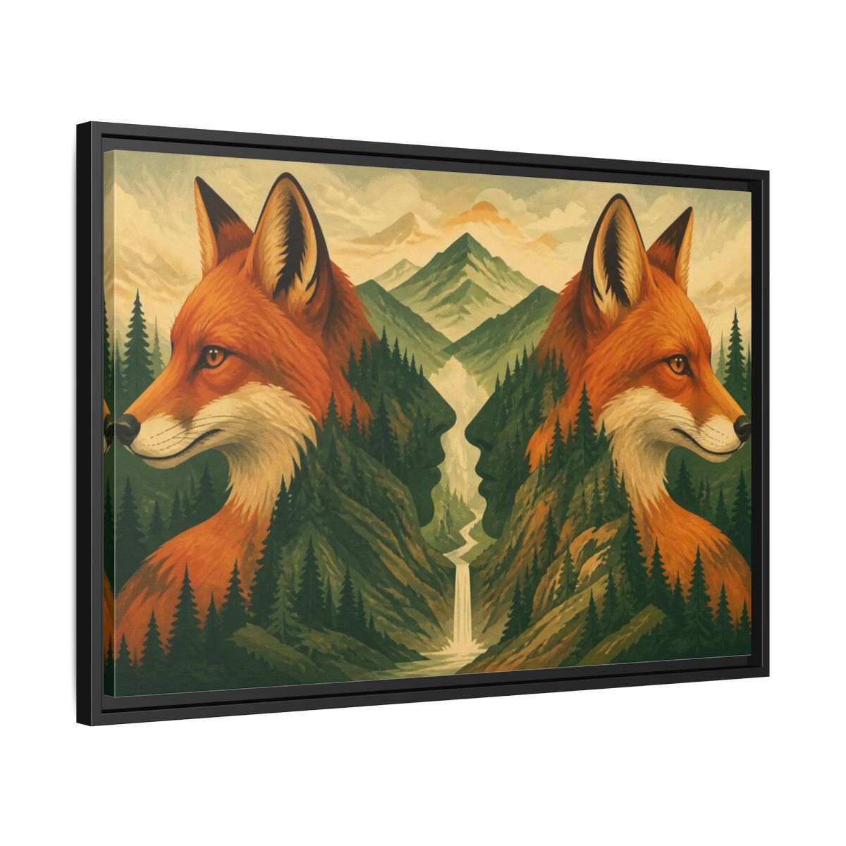 Side Mockup 14. Fox Illusion shown as framed canvas print
