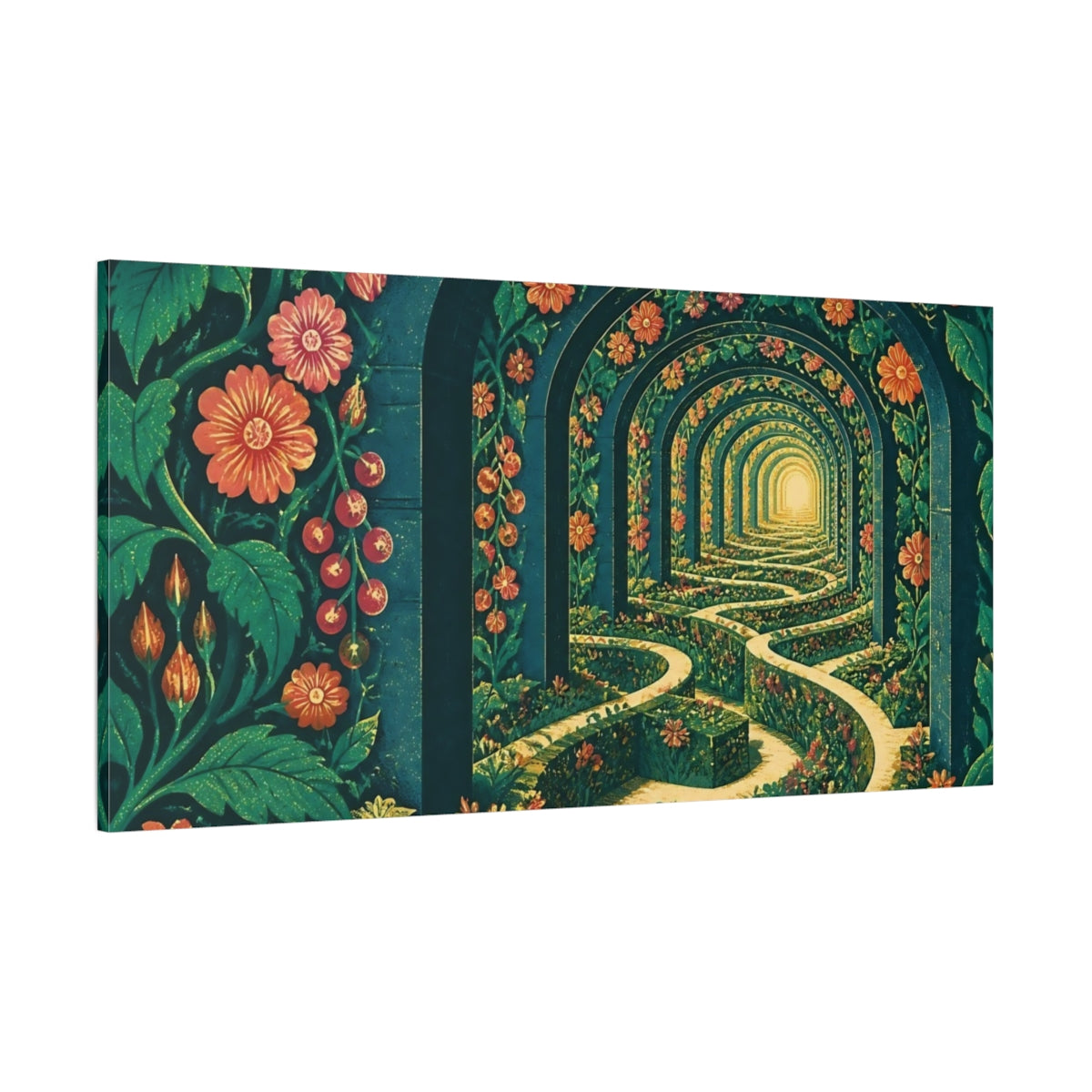 Side Mockup 2. Garden Maze Archway shown as canvas print