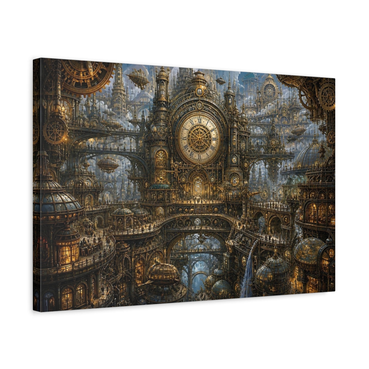 Side Mockup 3. Gilded Clock Tower City shown as canvas print