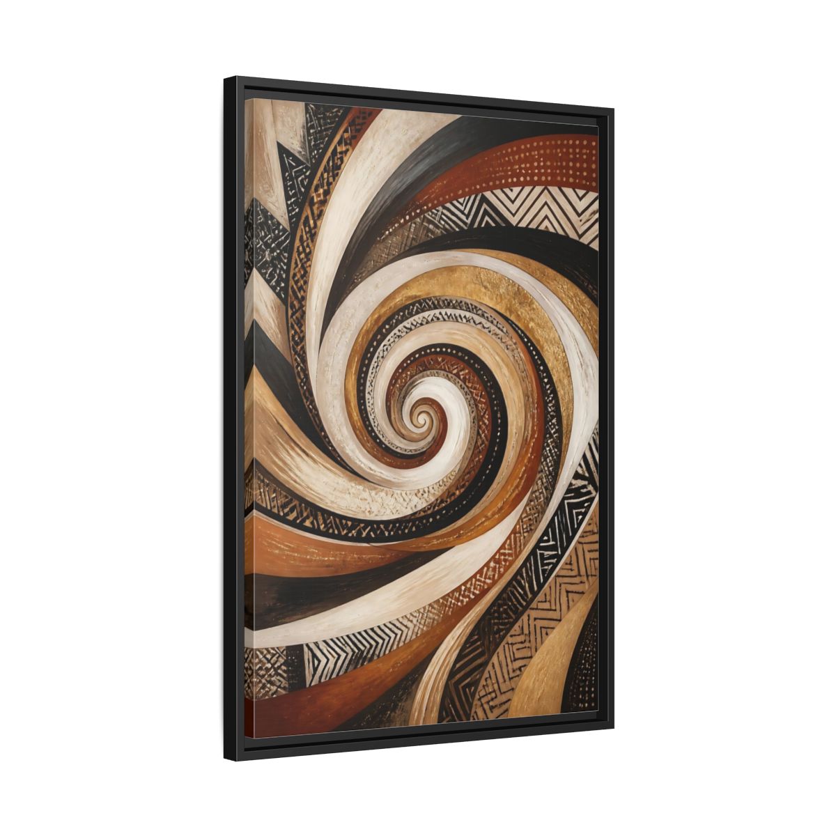 Side Mockup 14. Golden Spiral Swirl shown as framed canvas print