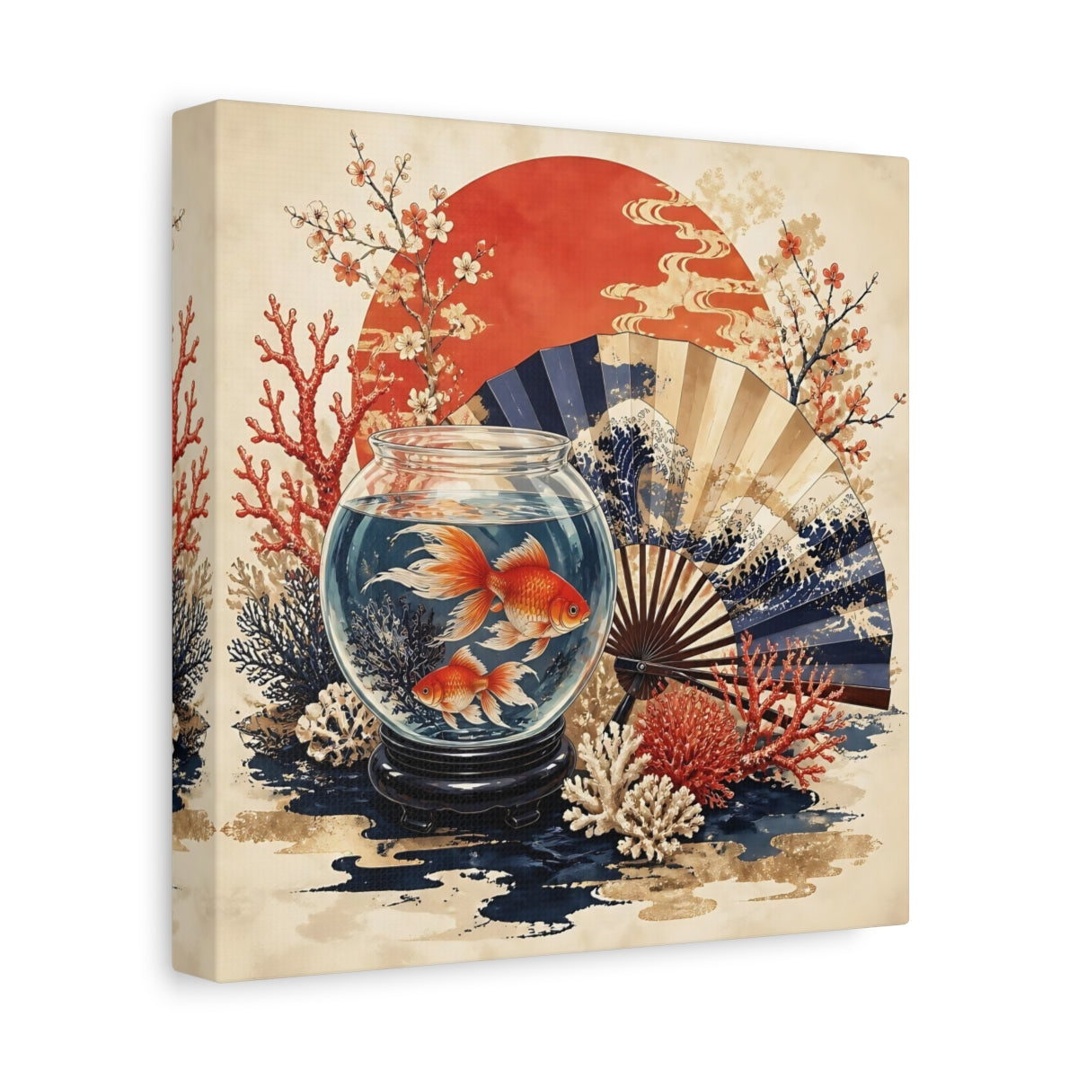 Side Mockup 9. Goldfish Bowl With Fan shown as canvas print