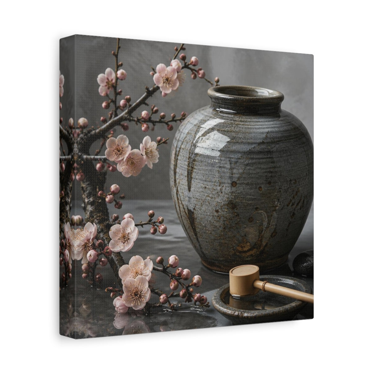 Side Mockup 9. Japanese Ceramic Blossom Jar shown as canvas print