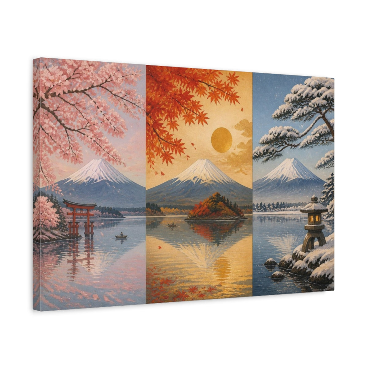 Side Mockup 3. Japanese Fuji Seasons shown as canvas print