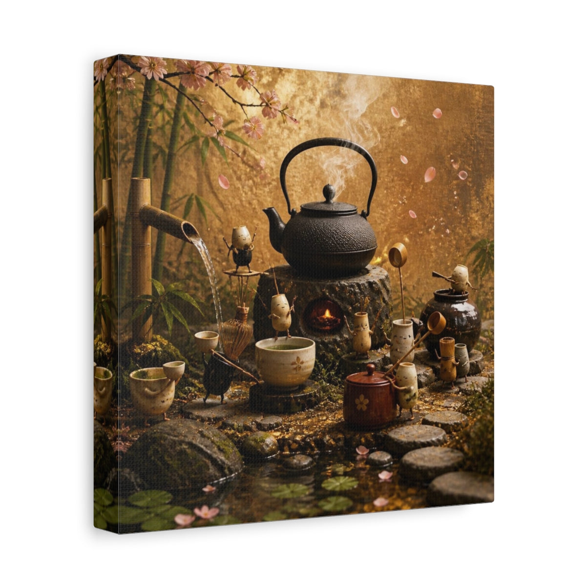 Side Mockup 9. Japanese Iron Teapot shown as canvas print