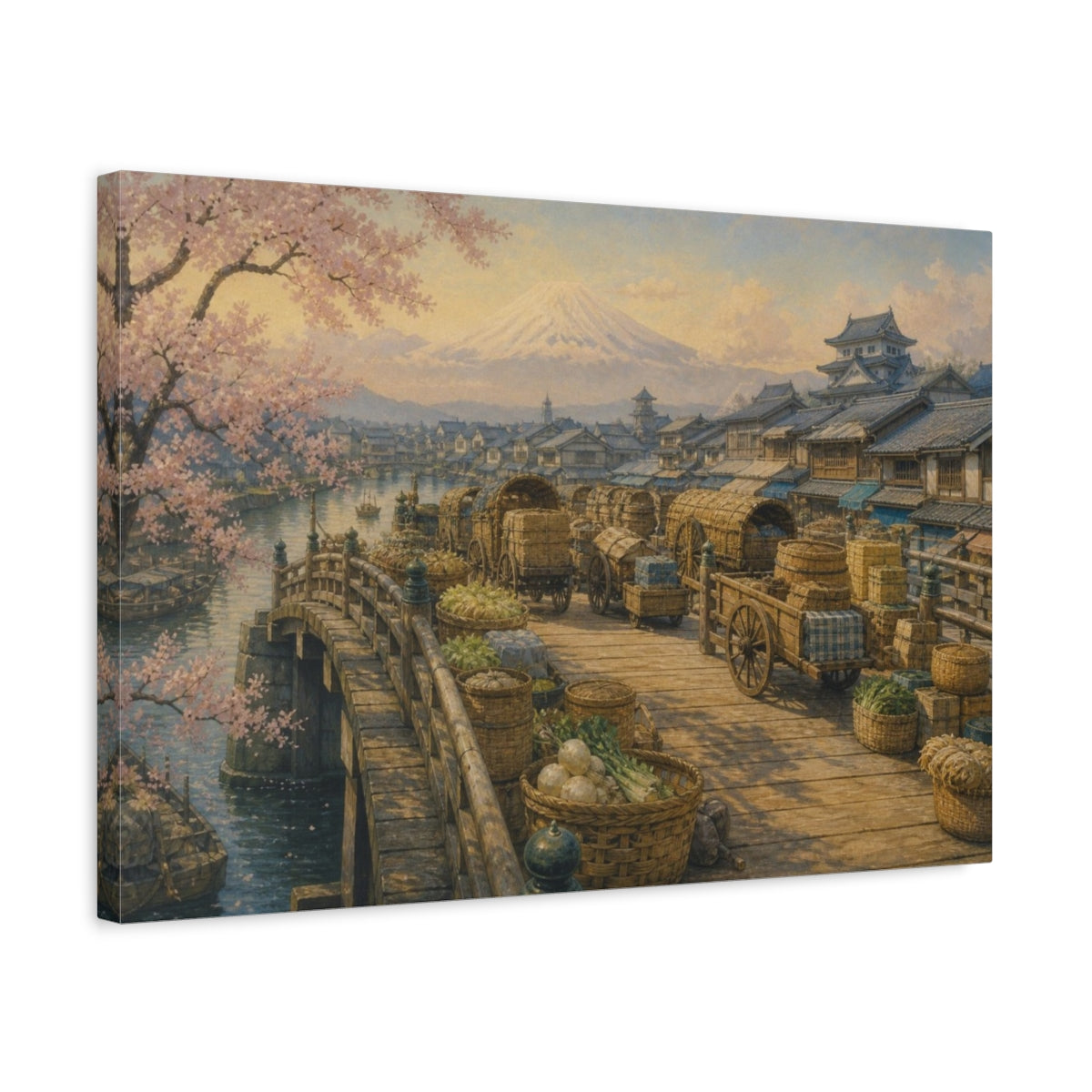 Side Mockup 3. Japanese Market Bridge shown as canvas print