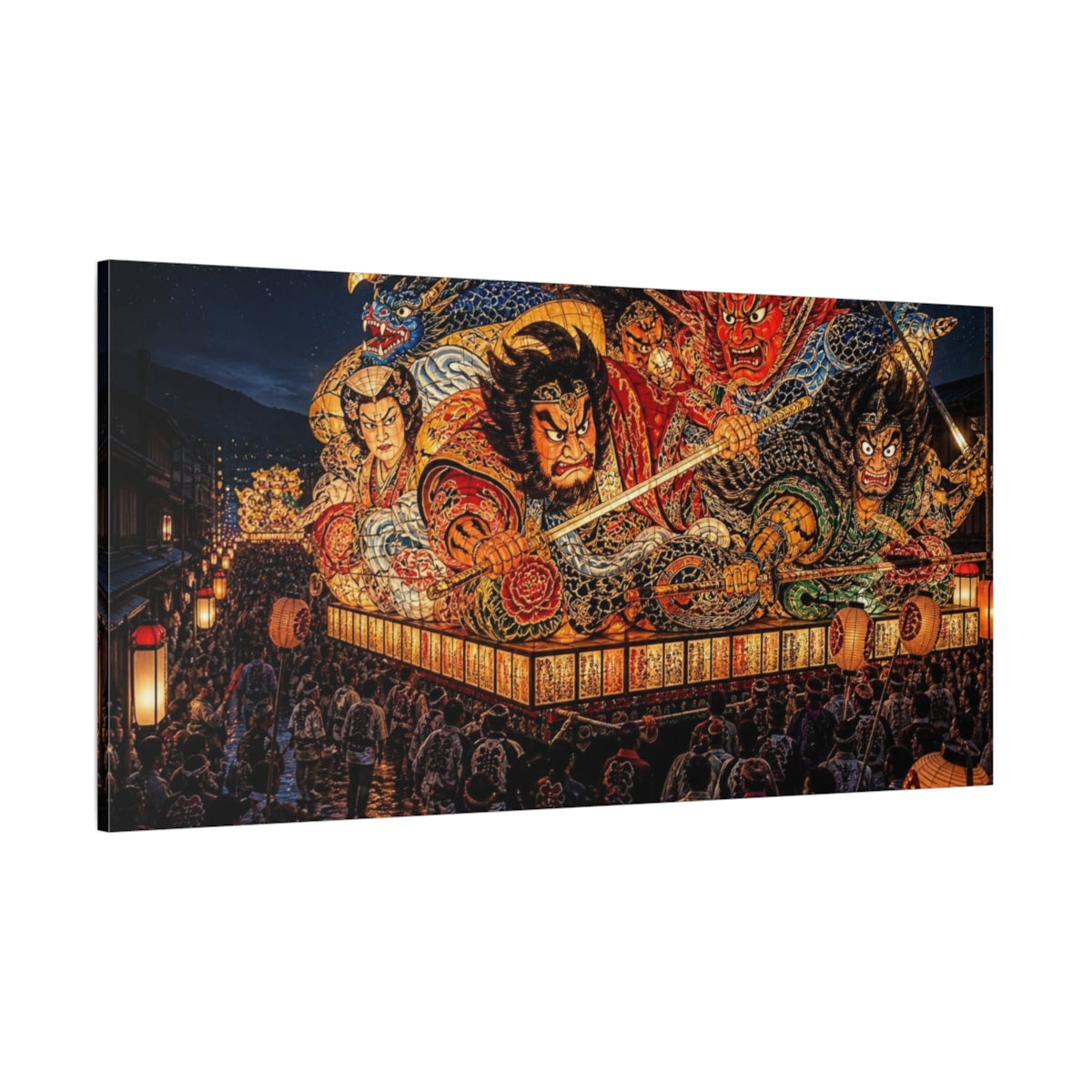 Side Mockup 2. Japanese Nebuta Warrior Float shown as canvas print