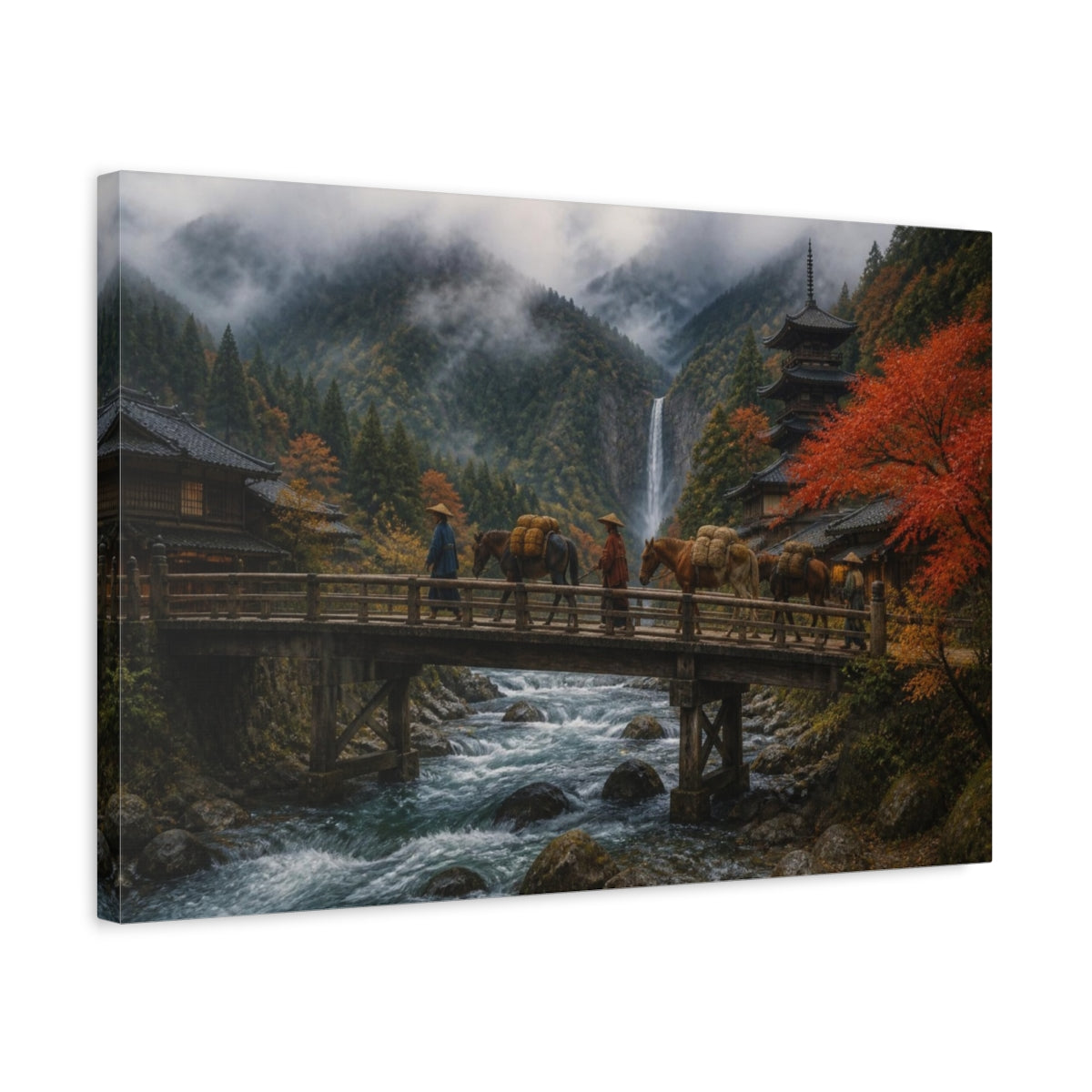 Side Mockup 3. Japanese Timber Bridge Journey shown as canvas print