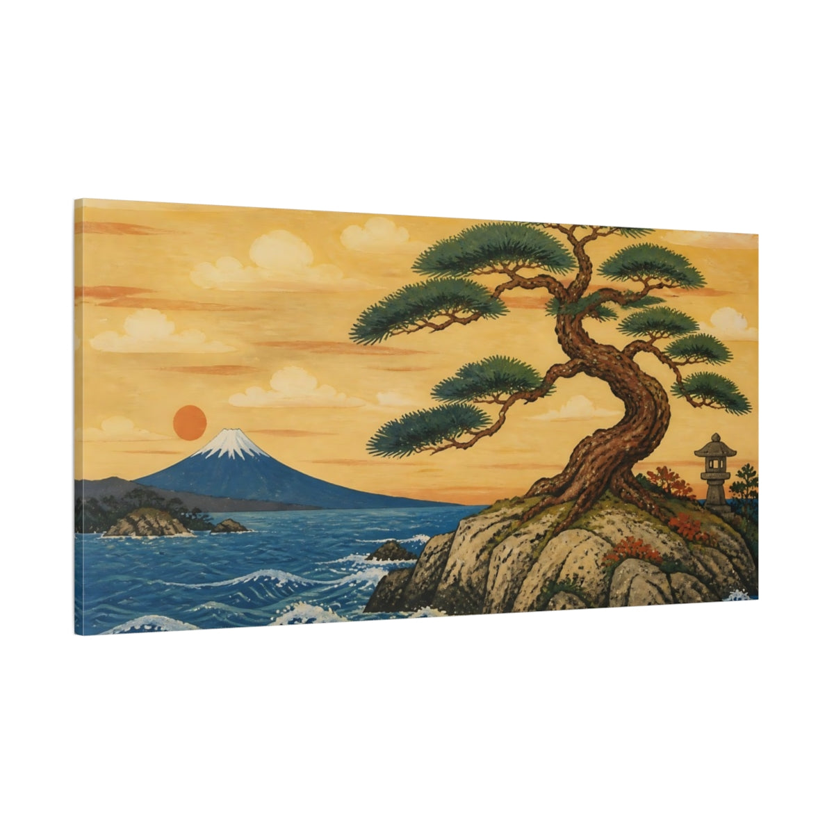 Side Mockup 2. Japanese Windswept Pine shown as canvas print