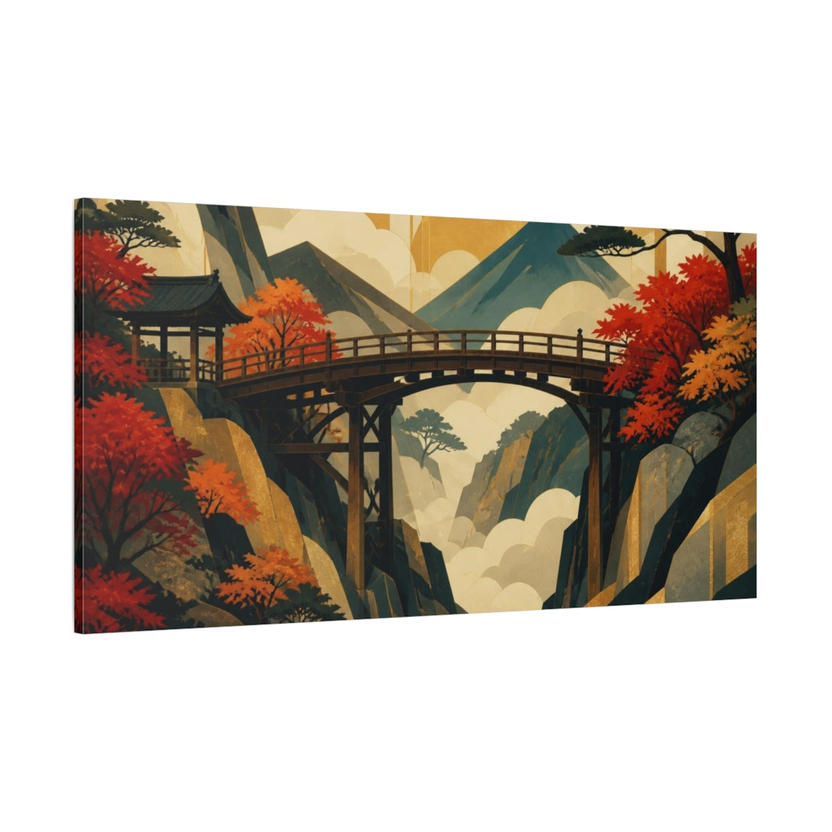 Side Mockup 2. Japanese Wooden Bridge shown as canvas print