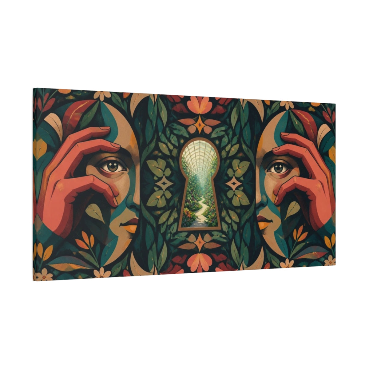 Side Mockup 2. Keyhole Illusion shown as canvas print