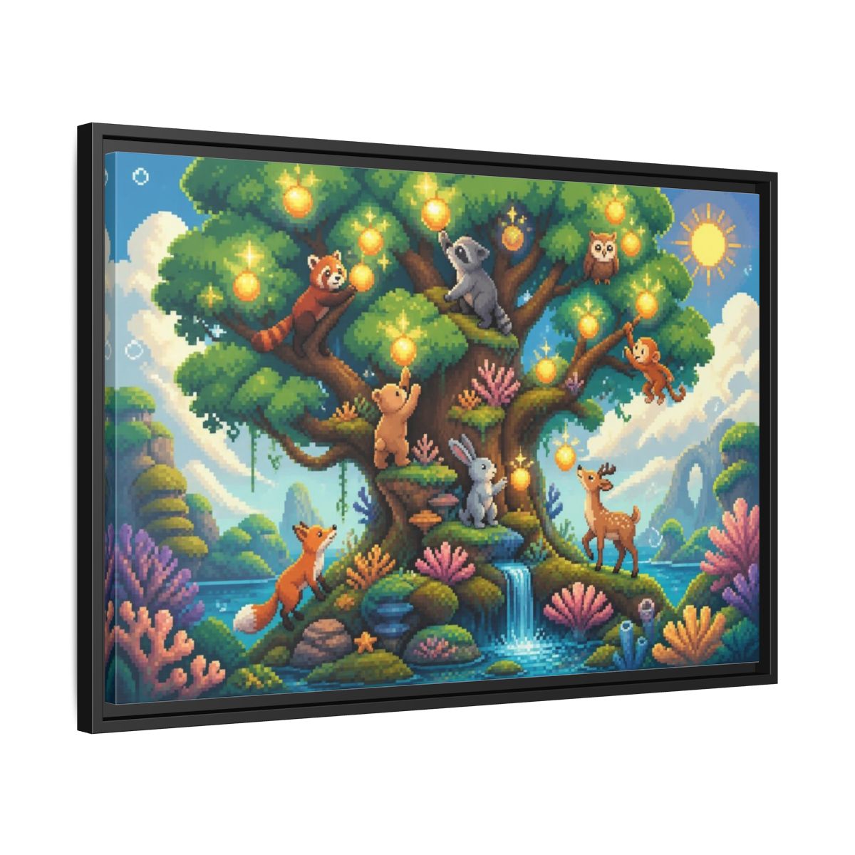 Side Mockup 14. Kids Glowing Tree shown as framed canvas print