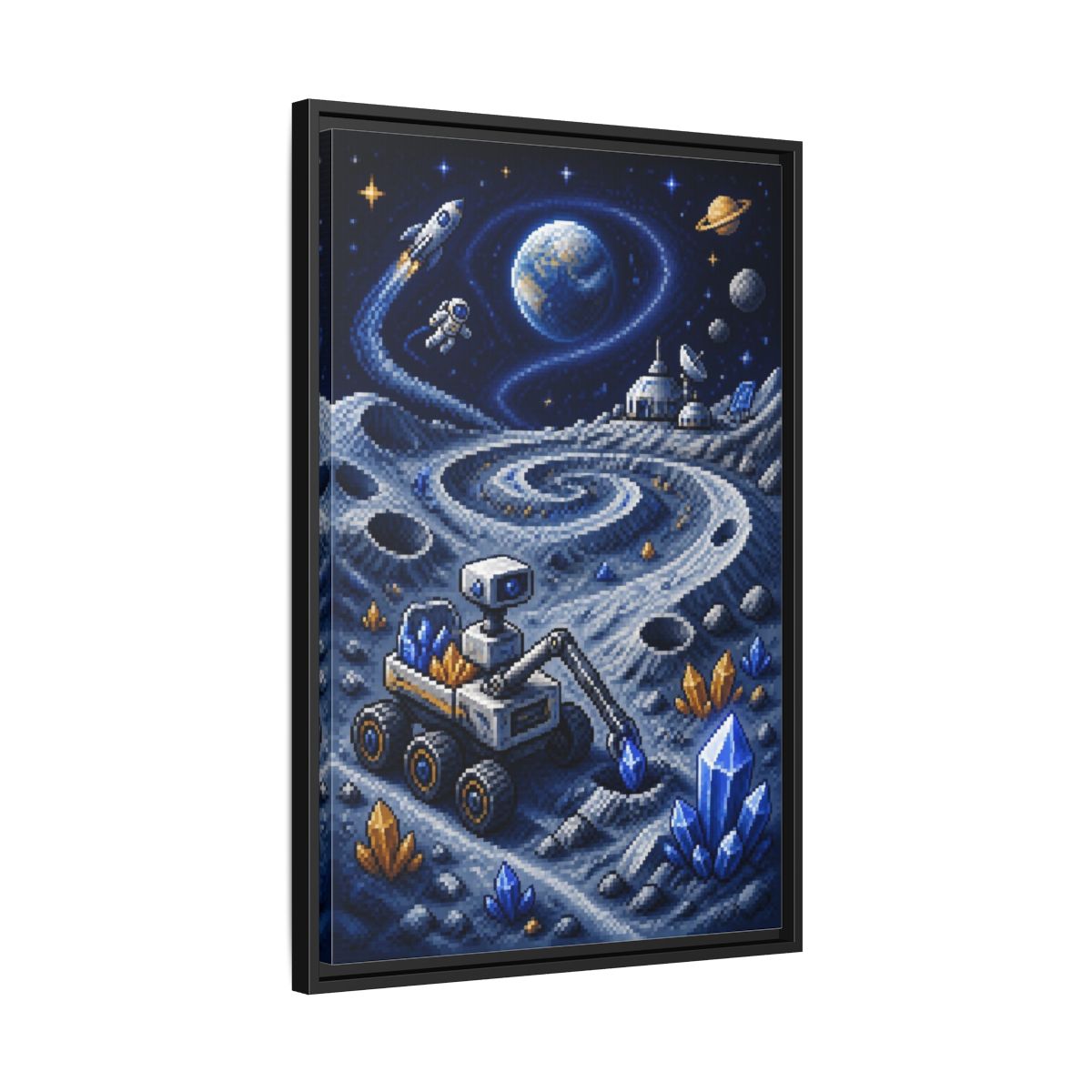 Side Mockup 14. Kids Moon Rover Adventure shown as framed canvas print