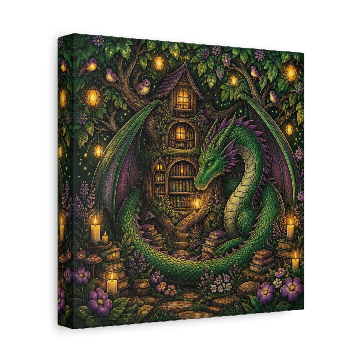 Side Mockup 9. Kids Room Dragon Library shown as canvas print