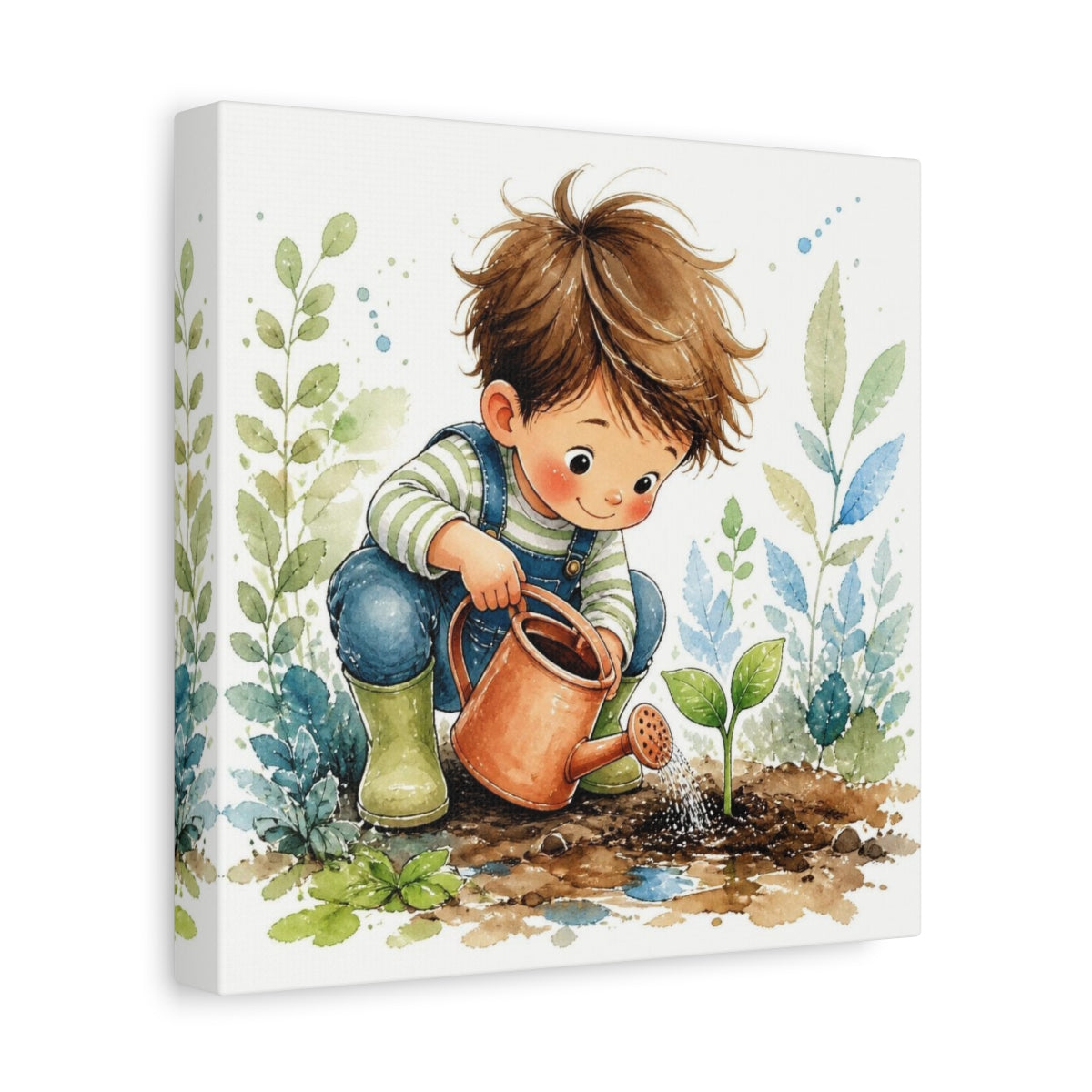 Side Mockup 9. Kids Room Seedling Watering shown as canvas print